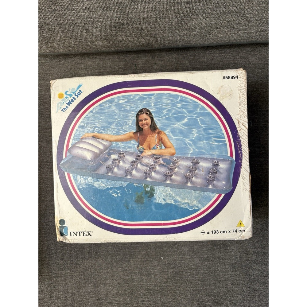 VTG 1985 INTEX Wet Set 18 Pocket Sun-Tanner Inflatable Lounge Mattress 76X29 NEW